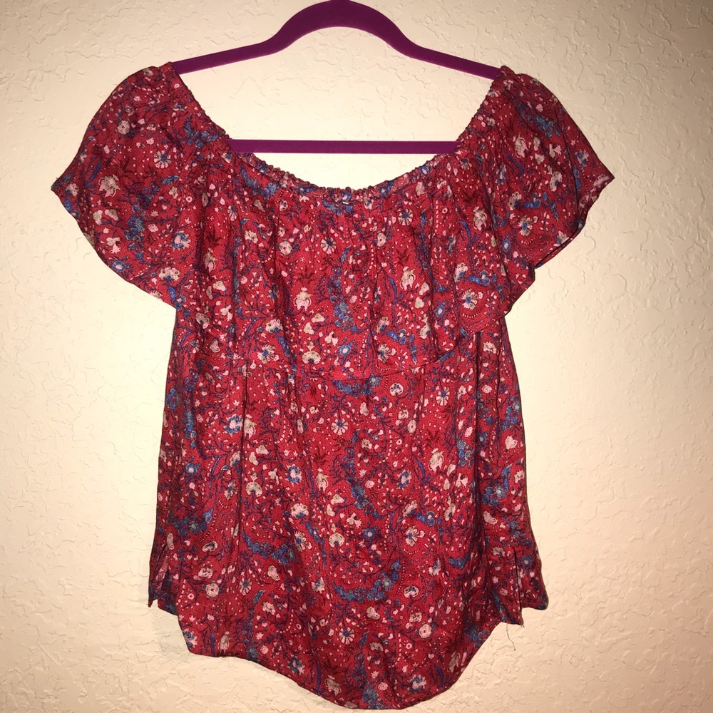 Lucky Brand NWT floral off the shoulder ruffle top